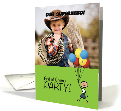 Invitation End of/Last Chemo Party Superhero Photo Card for Boy card