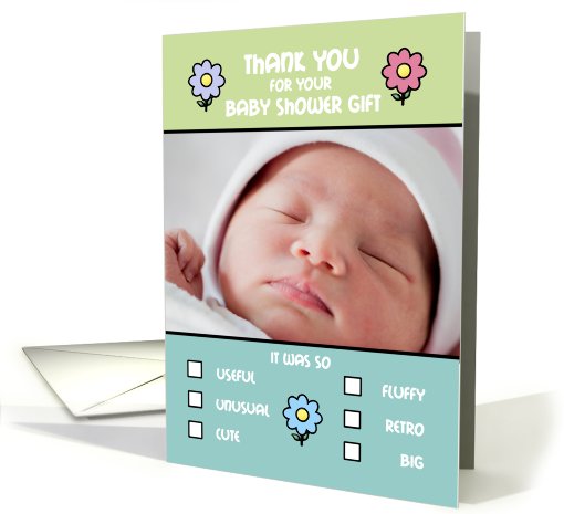 Thank you Baby Shower Gift Humorous Check Boxes List Photo card
