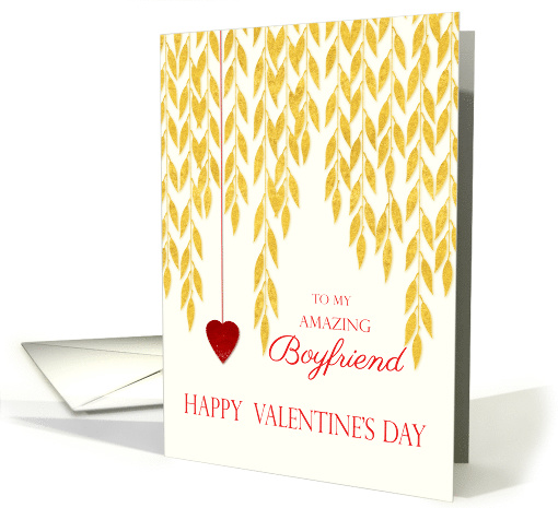 Boyfriend Happy Valentine's Day Golde Leaves Red Heart on... (897943)