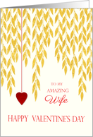 Wife Happy Valentine’s Day Golden Leaves Red Heart on a String card
