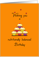 Happy Birthday Nutritionally Balanced Cupcakes Humor card