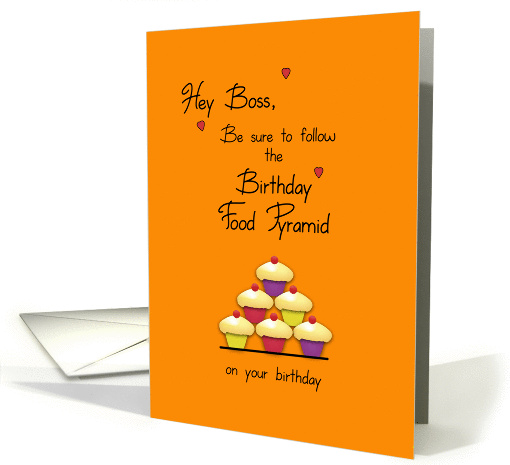 Birthday Boss Food Pyramid Cupcakes Humor card (902423)