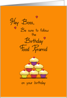 Birthday Boss Food Pyramid Cupcakes Humor card