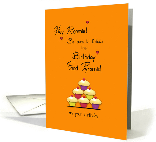 Roommate Birthday Food Pyramid Cupcakes Humor card (902443)