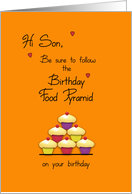 Son Birthday Food Pyramid Cupcakes Humor card