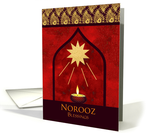 Norooz Persian New Year Blessings Candle Enlightenment Red card