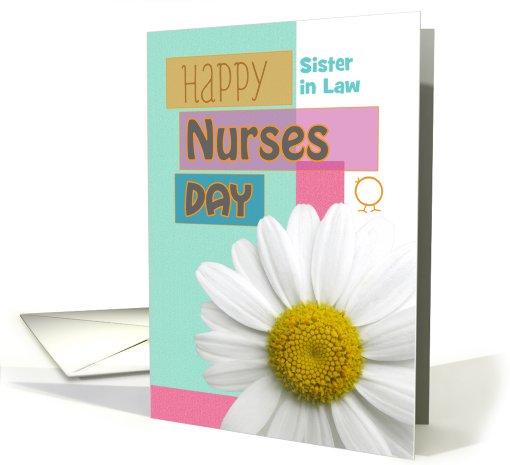 Nurses Day Sister in Law Daisy Scrapbook Modern Custom Text card