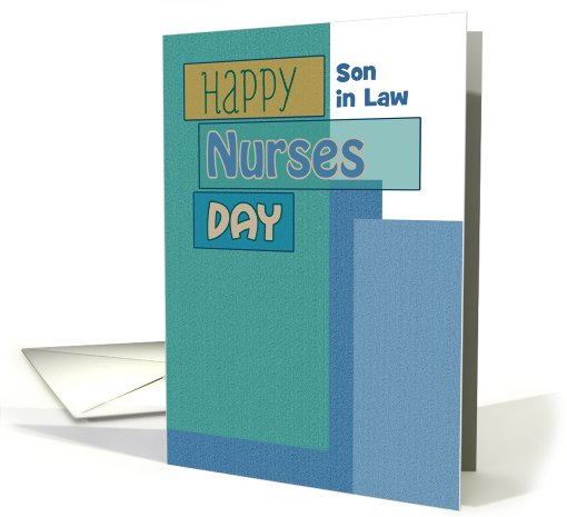 Nurses Day Son in Law Blue Green Scrapbook Modern Custom Text card