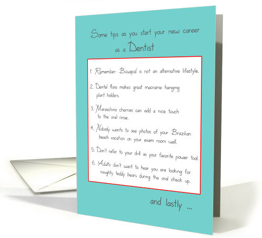 Congratulations Graduation Dentist D.D.S. Tips Humor card (910255)