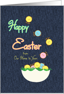 Happy Easter from our Home to Yours Tumbling Chicks in Egg Denim Look card
