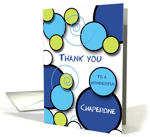 Thank you Chaperone Blue Circles and Swirls Modern Art card (922693)