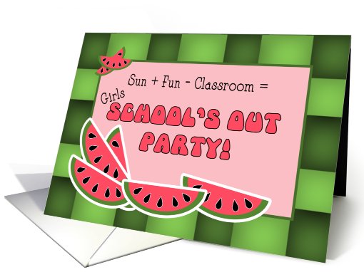 School's Out Party Invitation Girls Watermelon card (925833)