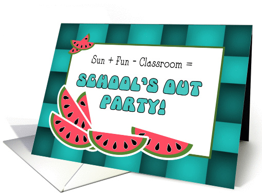 School's Out Party Invitation Aqua Watermelon card (925847)