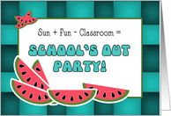School’s Out Party Invitation Aqua Watermelon card