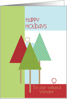 Happy Holidays for Vendor Business Custom Text Trees and Birds card
