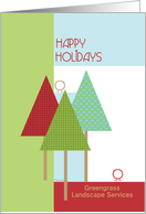 Happy Holidays from Landscape Business Custom Text Trees and Birds card