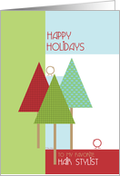 Happy Holidays to Hair Stylist Trees and Birds Christmas Design card