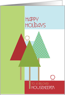 Happy Holidays to Housekeeper Trees and Birds Christmas Design card