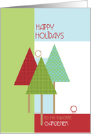 Happy Holidays to Gardener Trees and Birds Christmas Design card