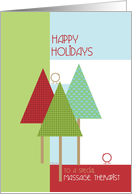 Happy Holidays to Massage Therapist Trees and Birds Christmas Design card