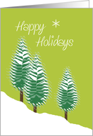 Happy Holidays Evergreen Trees in Snow Lime Green Contemporary card