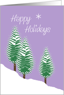 Happy Holidays Evergreen Trees in Snow Purple Candy Contemporary card