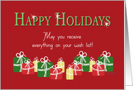 Teens Happy Holidays Presents Everything on your Wish List Red card