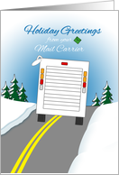 From Mail Carrier Holiday Greetings Mail Van on Road in Snow card