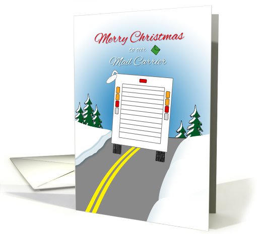 To Mail Carrier Christmas Mail Van on Road in Snow card (962359)