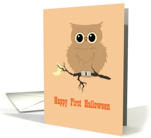 First Halloween Cute Owl on Tree Branch with Moon card (965387)