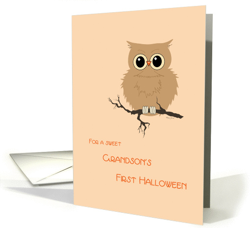 Grandson First Halloween Cute Owl on Tree Branch card (967037)