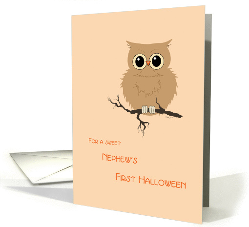 Nephew First Halloween Cute Owl on Tree Branch card (967039)