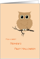 Nephew First Halloween Cute Owl on Tree Branch card