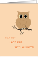 Brother First Halloween Cute Owl on Tree Branch card