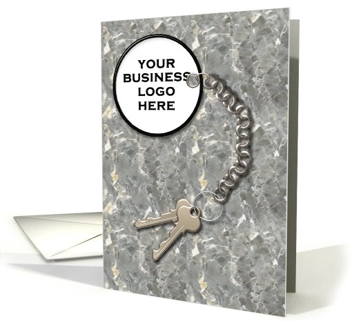 Realtor Customized Logo Tag and House Keys on Marble for Clients card