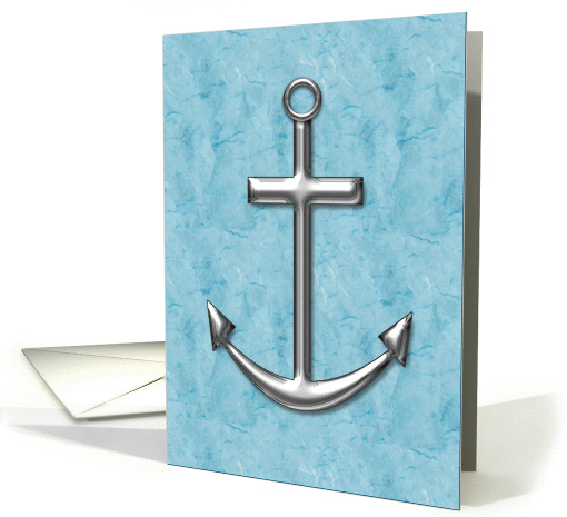 Silver Anchor on Pale Blue Blank Any Occasion card (987911)