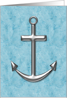 Silver Anchor on Pale Blue Blank Any Occasion card
