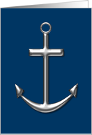 Silver Anchor on Dark Blue Blank Any Occasion card