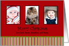 Red and green stripes christmas photo card 2 card