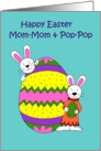 Bunnies with an Easter egg to mom-mom & pop-pop card