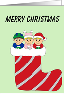 Happy Holidays Triplets Stocking card