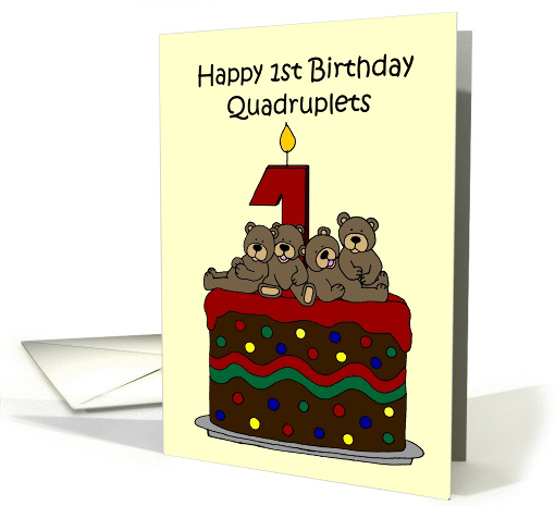 Quadruplets 1st birthday card (358059)