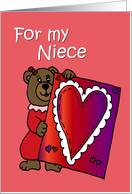 Bear with a Valentine for niece card