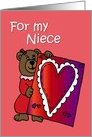 Bear with a Valentine for niece card