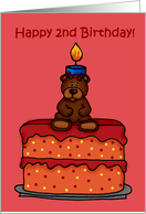 2nd birthday girl bear on cake card