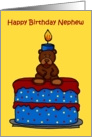 birthday boy bear on cake nephew card