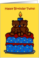 boy/girl twin bears on a birthday cake card
