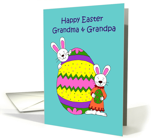 Bunnies with easter egg card (385586)