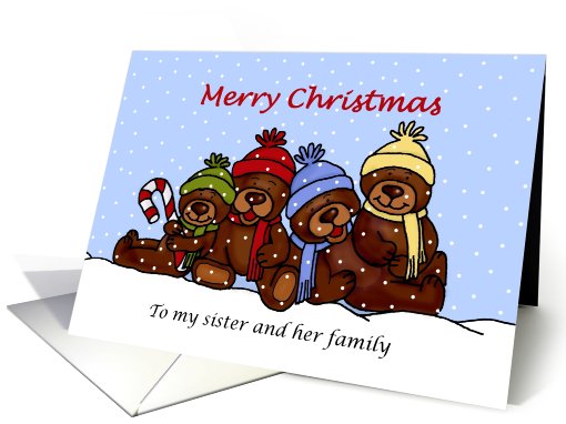 sisters family bear christmas card (532675)