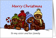 sisters family bear christmas card